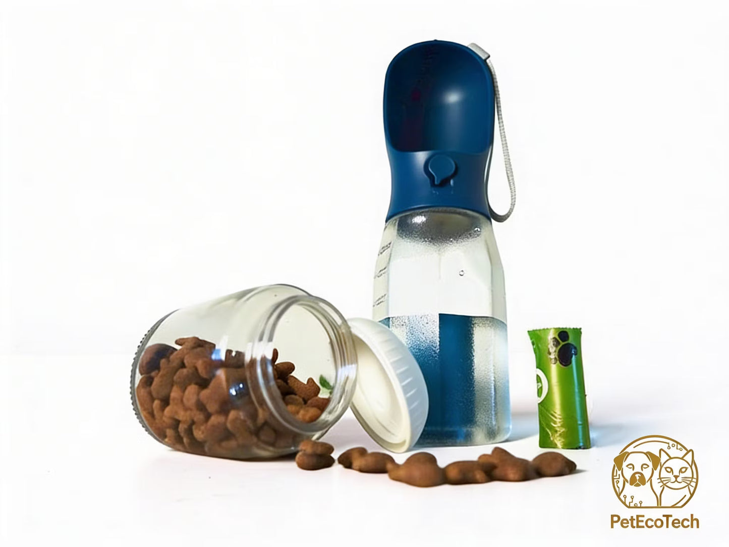 PetEcoTech 3-in-1 Bottle™ – Vatten, Snacks & Bajspåsar i Ett