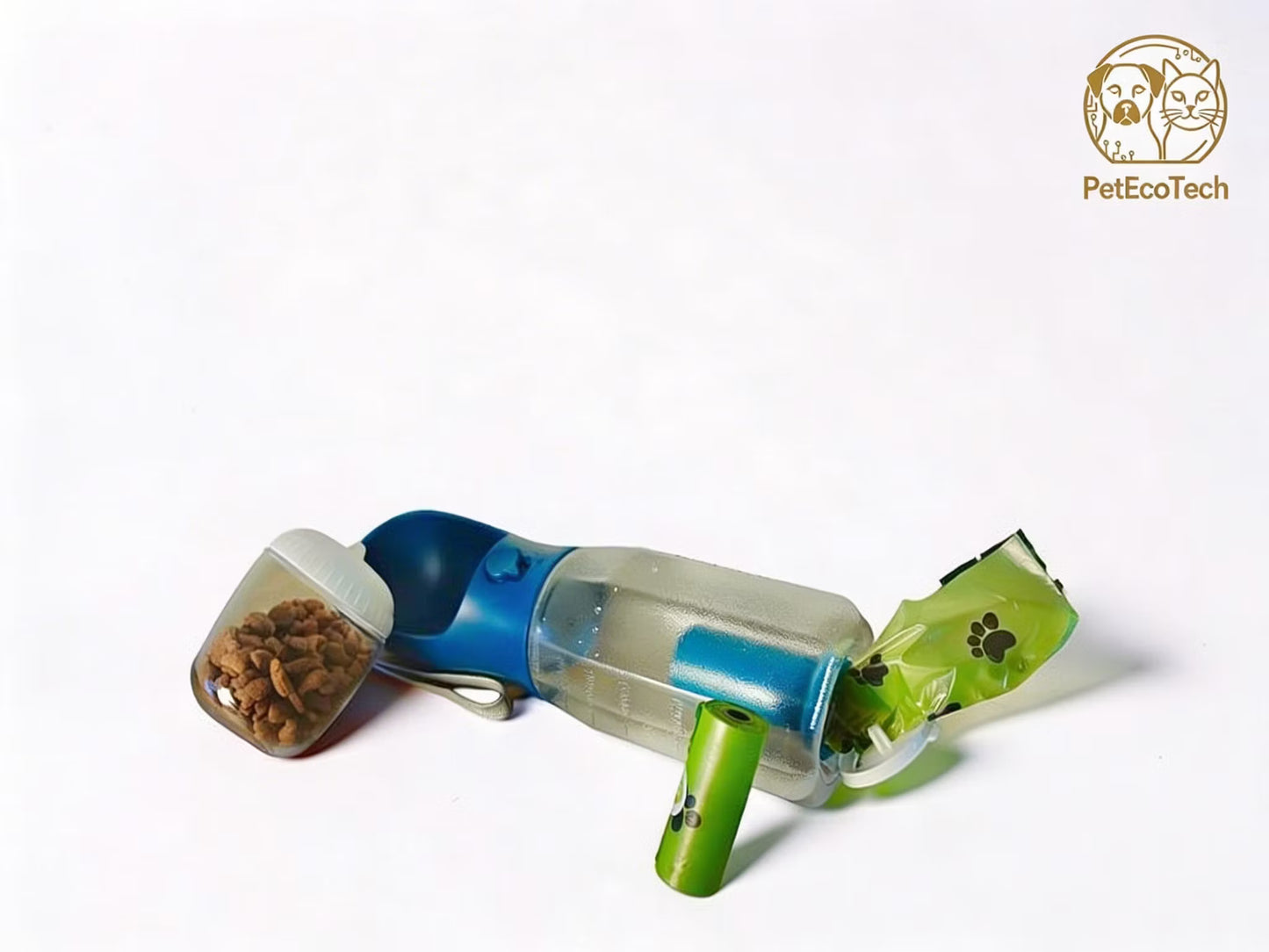 PetEcoTech 3-in-1 Bottle™ – Vatten, Snacks & Bajspåsar i Ett